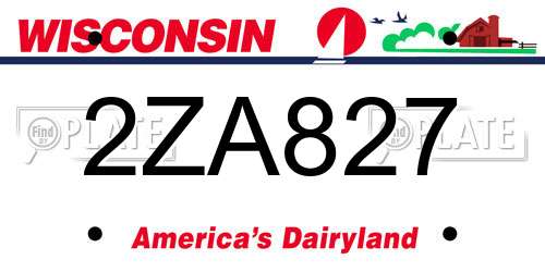 2ZA827 Wisconsin License Plate
