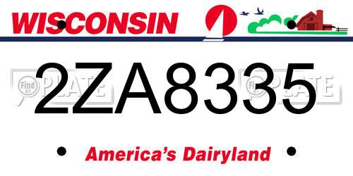 2ZA8335 Wisconsin License Plate