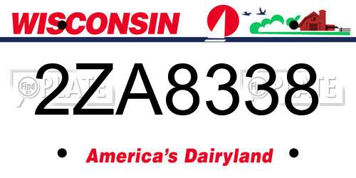 2ZA8338 Wisconsin License Plate