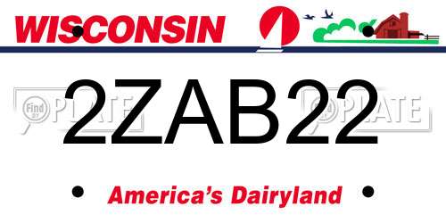 2ZAB22 Wisconsin License Plate