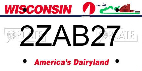 2ZAB27 Wisconsin License Plate