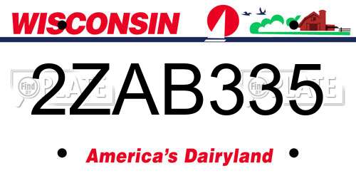 2ZAB335 Wisconsin License Plate