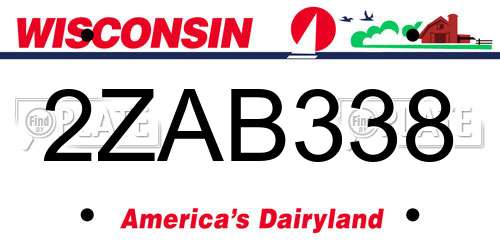 2ZAB338 Wisconsin License Plate