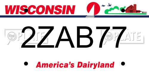 2ZAB77 Wisconsin License Plate