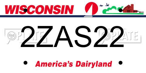2ZAS22 Wisconsin License Plate