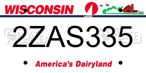 2ZAS335 Wisconsin License Plate