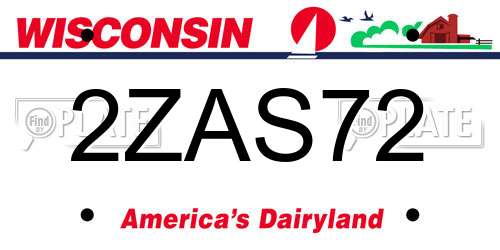 2ZAS72 Wisconsin License Plate