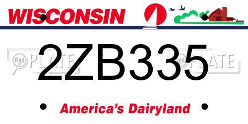 2ZB335 Wisconsin License Plate