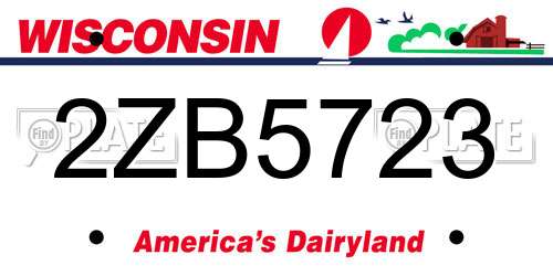 2ZB5723 Wisconsin License Plate
