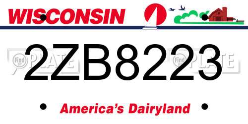 2ZB8223 Wisconsin License Plate