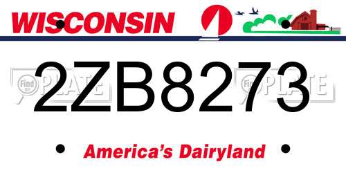 2ZB8273 Wisconsin License Plate