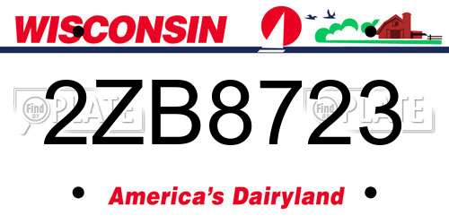 2ZB8723 Wisconsin License Plate