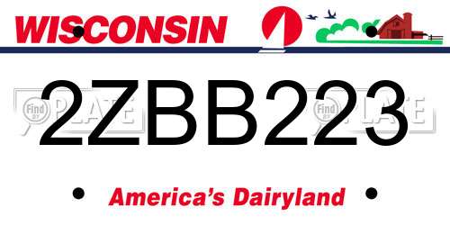 2ZBB223 Wisconsin License Plate
