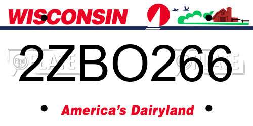 2ZBO266 Wisconsin License Plate