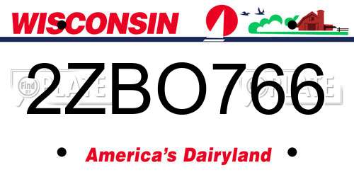 2ZBO766 Wisconsin License Plate