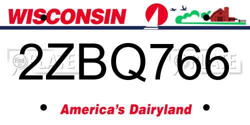 2ZBQ766 Wisconsin License Plate