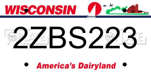 2ZBS223 Wisconsin License Plate