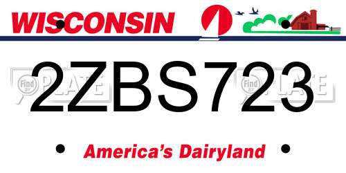 2ZBS723 Wisconsin License Plate