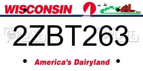 2ZBT263 Wisconsin License Plate