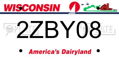 2ZBY08 Wisconsin License Plate
