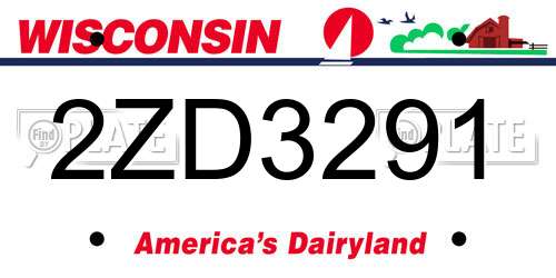2ZD3291 Wisconsin License Plate