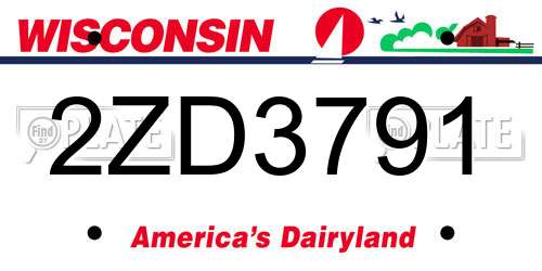 2ZD3791 Wisconsin License Plate