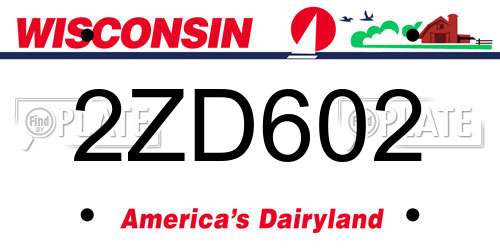 2ZD602 Wisconsin License Plate