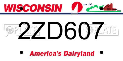 2ZD607 Wisconsin License Plate