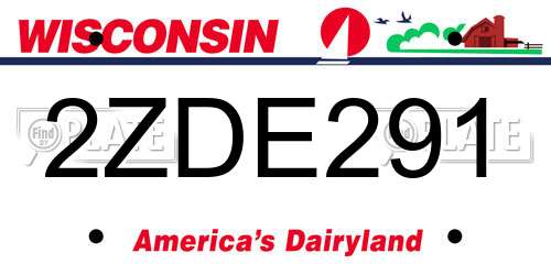 2ZDE291 Wisconsin License Plate