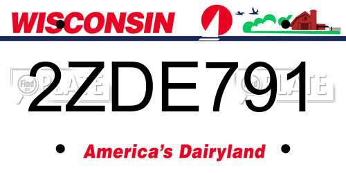 2ZDE791 Wisconsin License Plate