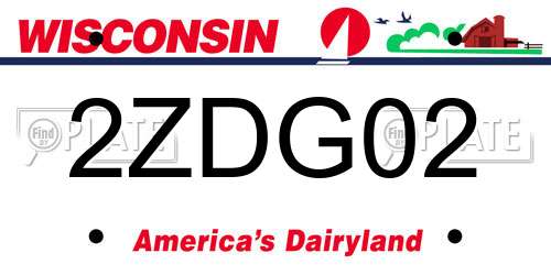 2ZDG02 Wisconsin License Plate