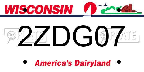 2ZDG07 Wisconsin License Plate