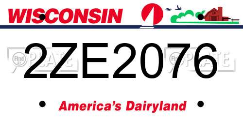 2ZE2076 Wisconsin License Plate