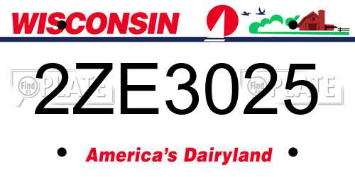 2ZE3025 Wisconsin License Plate