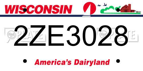 2ZE3028 Wisconsin License Plate