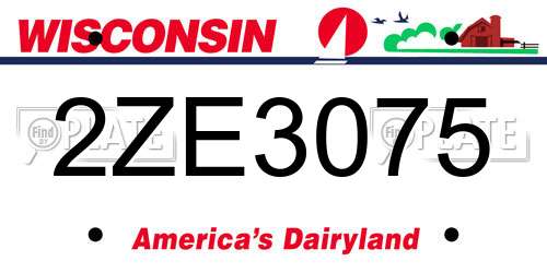 2ZE3075 Wisconsin License Plate