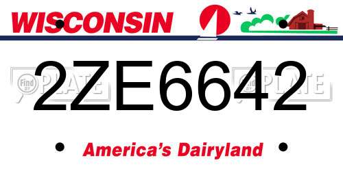 2ZE6642 Wisconsin License Plate