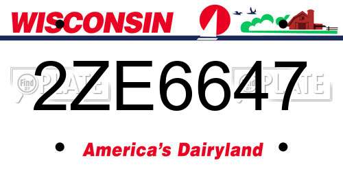 2ZE6647 Wisconsin License Plate