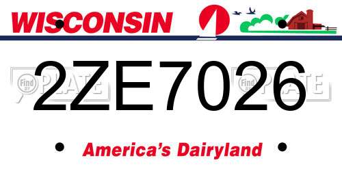 2ZE7026 Wisconsin License Plate