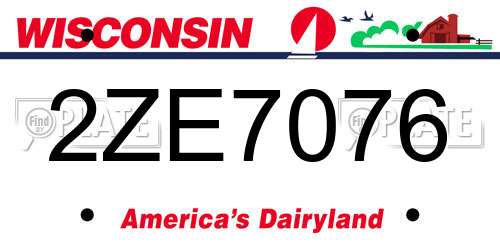 2ZE7076 Wisconsin License Plate