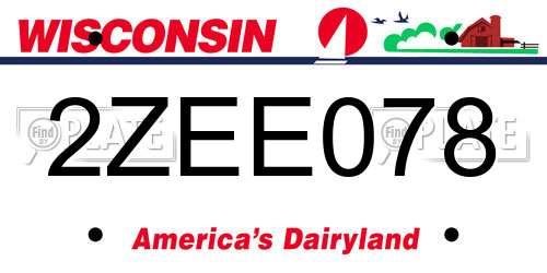 2ZEE078 Wisconsin License Plate