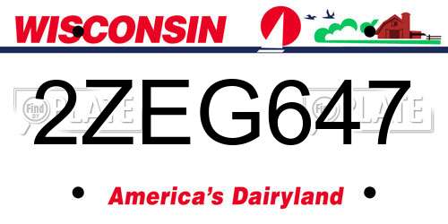 2ZEG647 Wisconsin License Plate