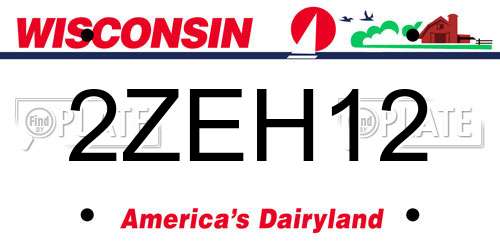 2ZEH12 Wisconsin License Plate