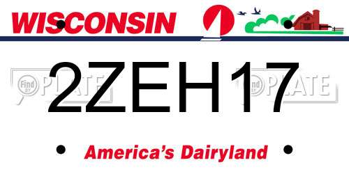 2ZEH17 Wisconsin License Plate
