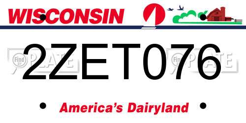 2ZET076 Wisconsin License Plate