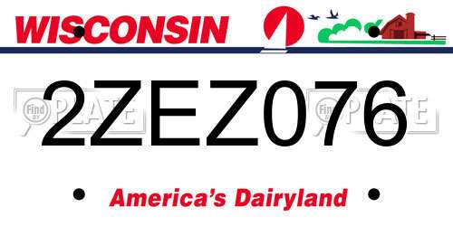 2ZEZ076 Wisconsin License Plate