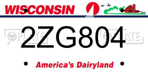 2ZG804 Wisconsin License Plate