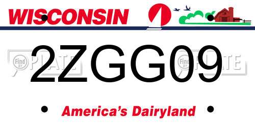 2ZGG09 Wisconsin License Plate