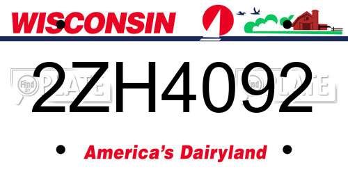 2ZH4092 Wisconsin License Plate
