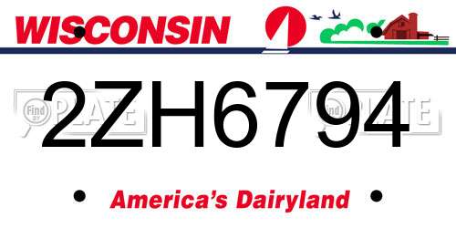 2ZH6794 Wisconsin License Plate